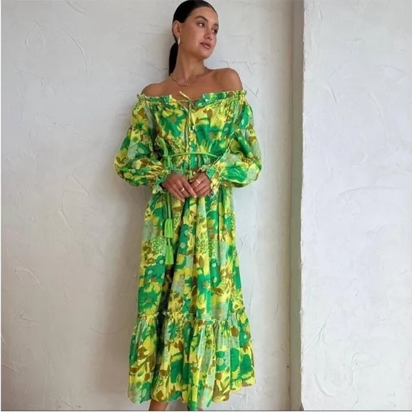 Alemais Wrenly Floral Midi Dress Green - Picture 2 of 8